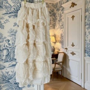 Gorgeous 🧁 Cream Festival Maiden Peasant Chiffon tiered ruffle maxi skirt